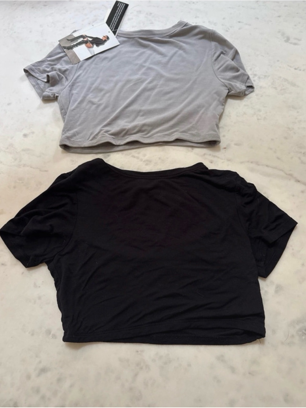 naked wardrobe Gray & Black Cropped Tee Duo